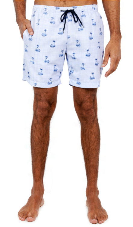 PALM PRINT SWIM TRUNKS