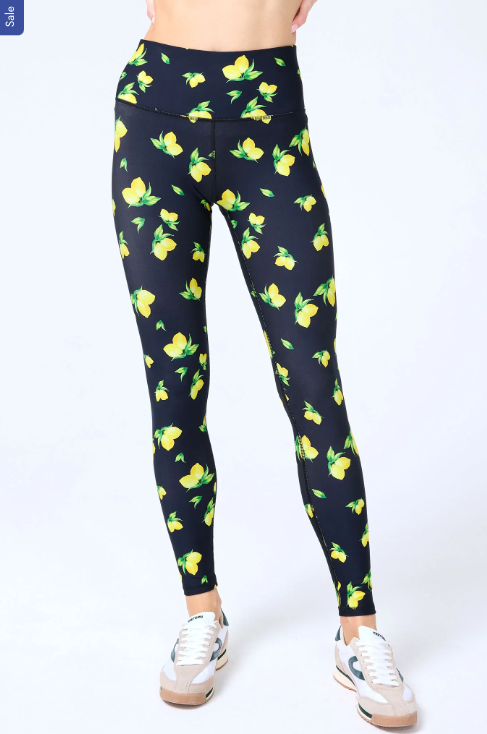 DuoKnit Leggings in Black Lemon Spritz