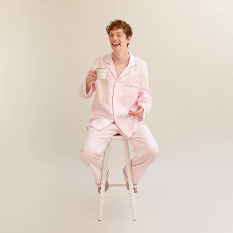 Men's Blush Pink Linen Pajama Set