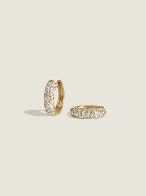 Pavé Diamond Dome Huggie Earrings - Pair