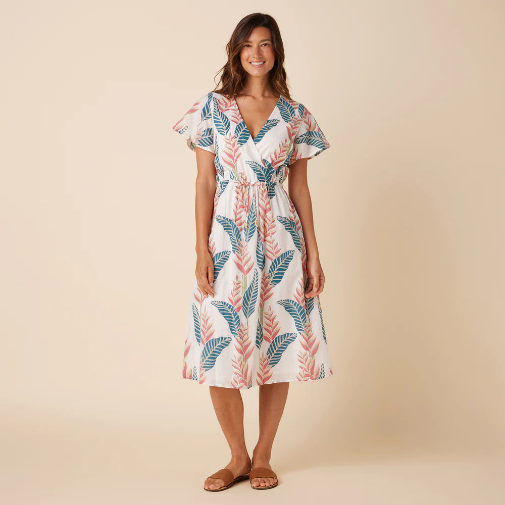 Heliconia Flutter Sleeve Midi Dress