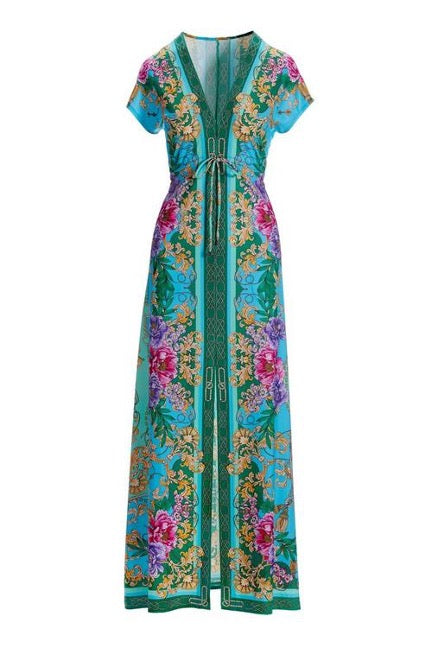 Floral Status Border Print Maxi Dress