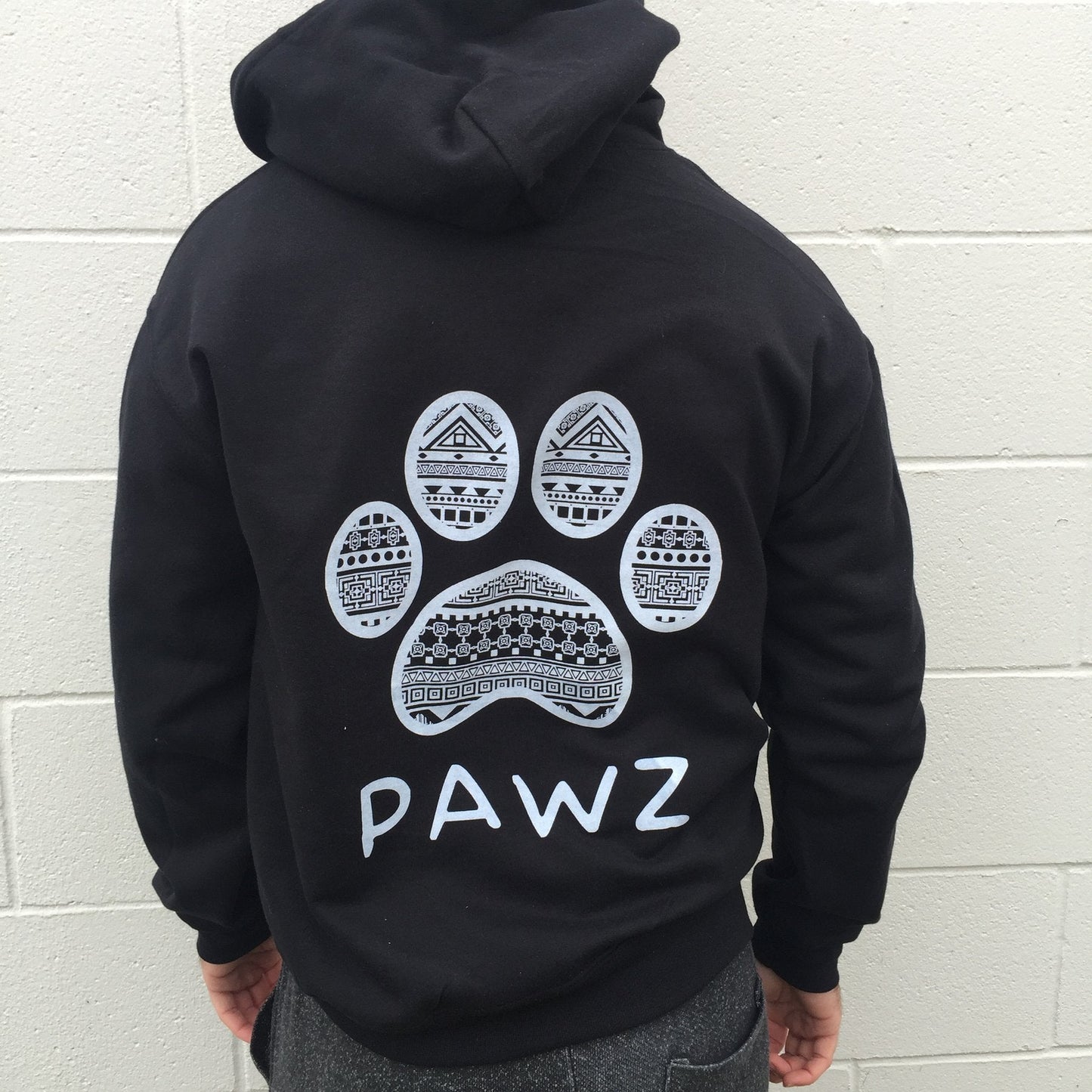 Hooded Men's Black Tribal White Print