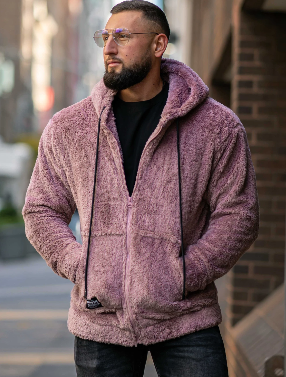 501 MELLOW ZIP UP TEDDY FLEECE HOODIE