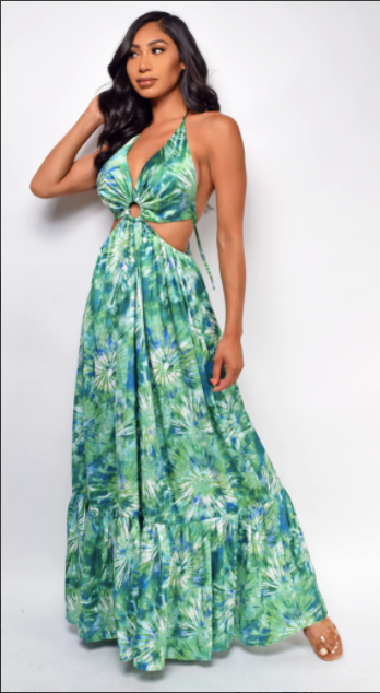 Peyton Green Floral Maxi Dress