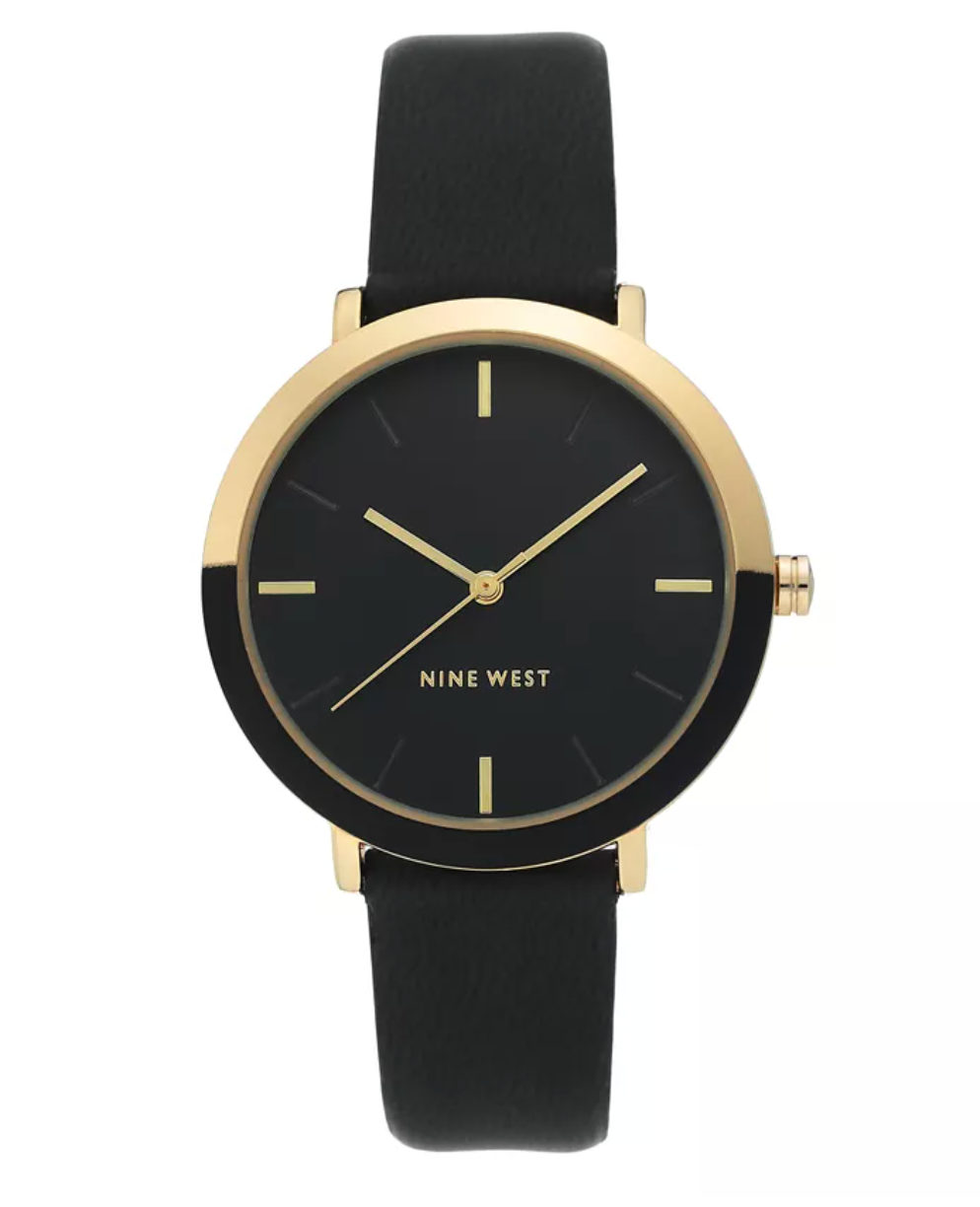 Women's Gold-Tone and Black Strap Watch, 36mm