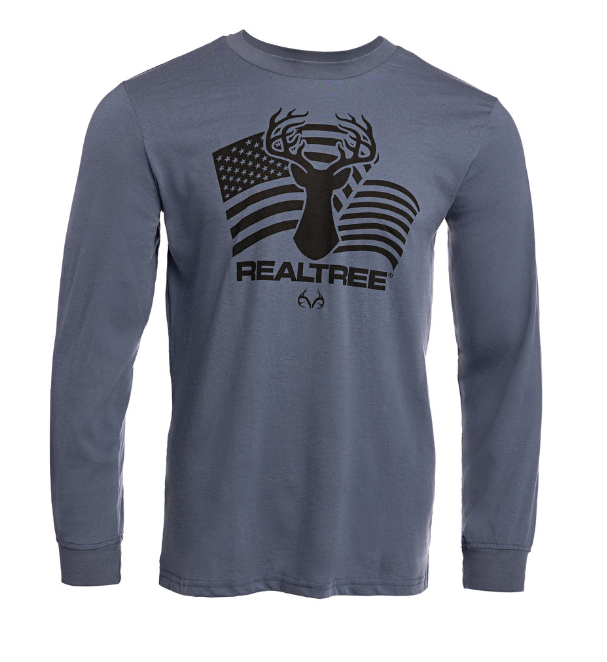 Realtree Men's Deer FlagLong Sleeve Shirt