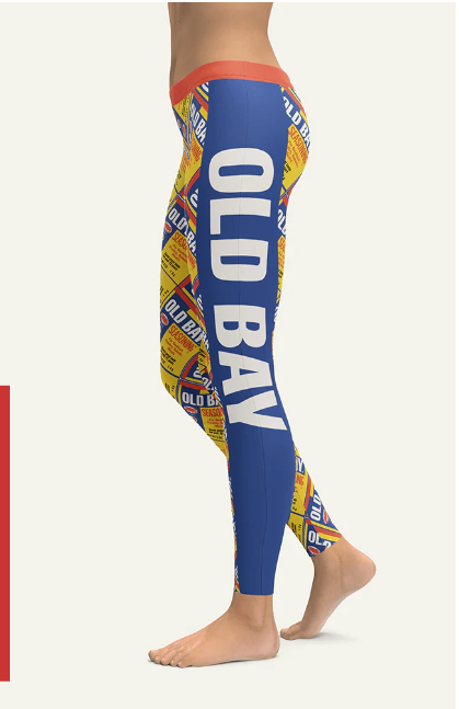 Flat Old Bay Can Pattern Half Side (Royal) / Workout Capris