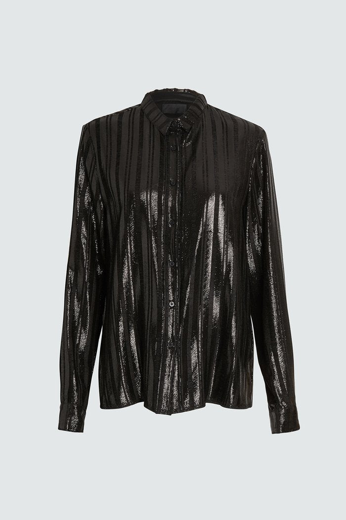 BLYTHE SHIRT | BLACK LUREX LINES