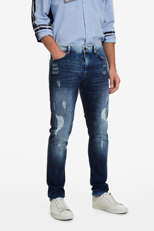 Faded denim jeans
