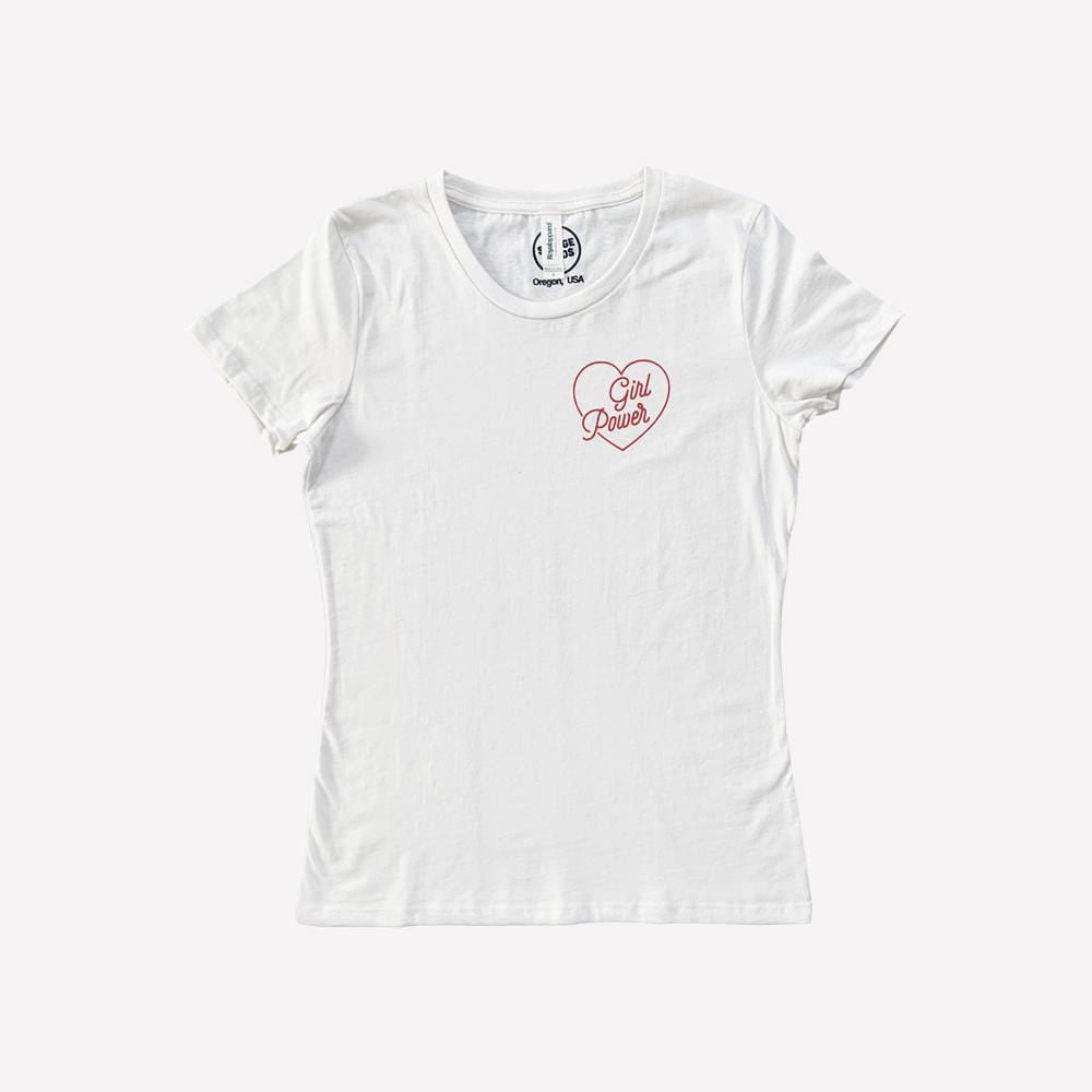 WOMEN'S GIRL POWER POCKET DESIGN TEE - NATURAL WHITE