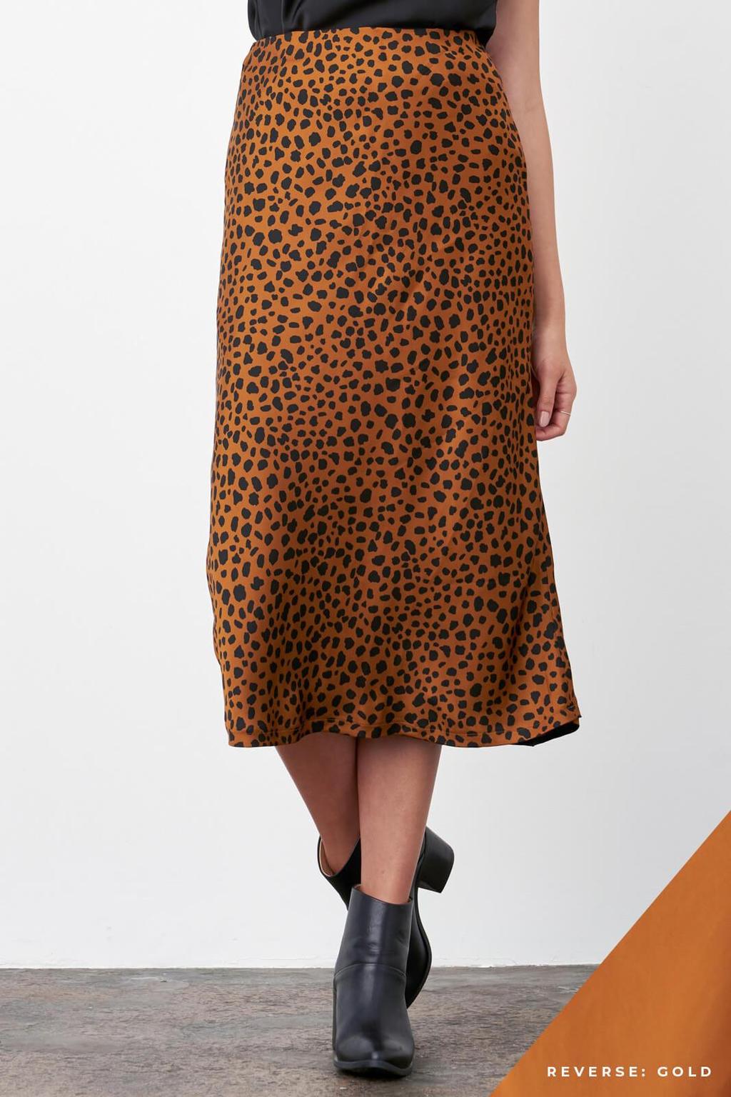 The Reversible Satin Midi Skirt