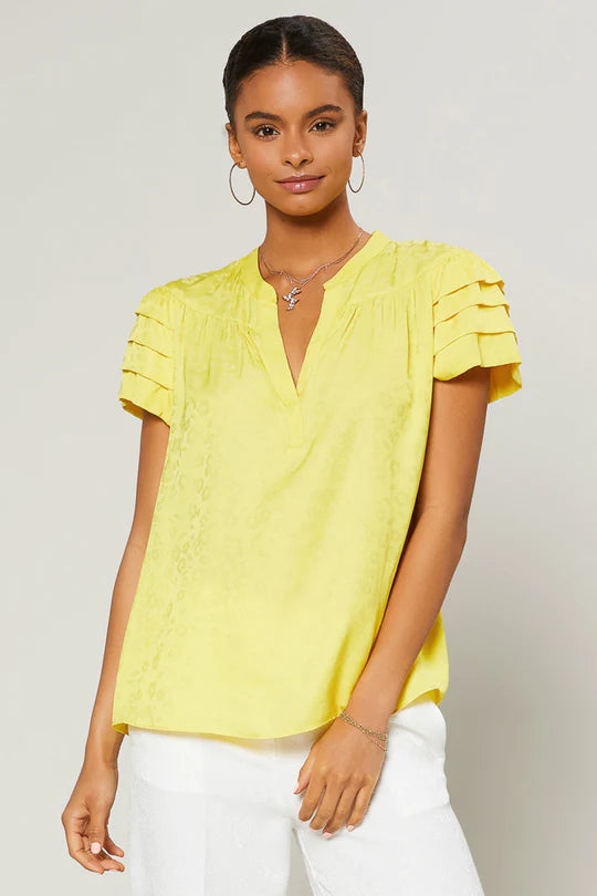 Floral Jacquard Tiered Sleeve Top