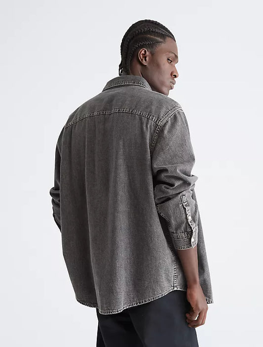 Long Sleeve Denim Button-Down Shirt