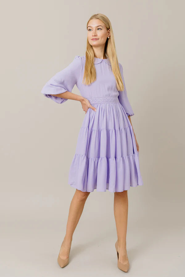 Tiered Chiffon Dress in Lilac