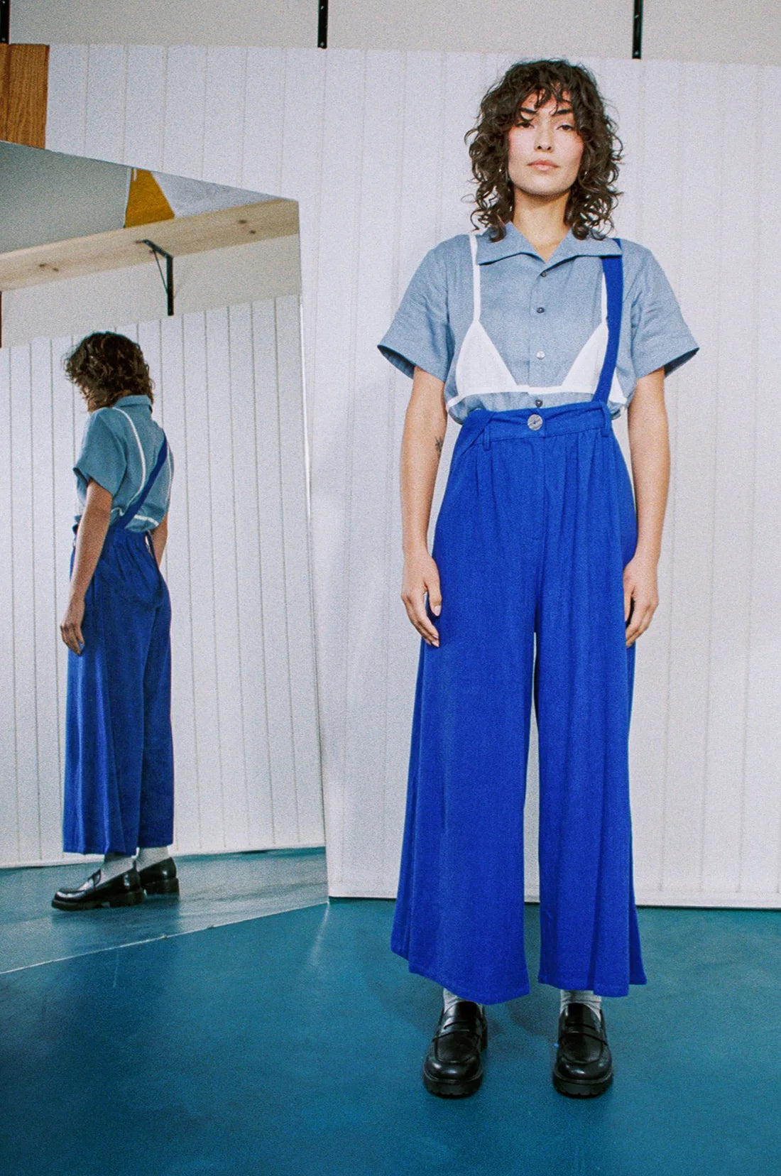 Suspender Linen Wide Leg Trousers