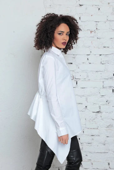Flared poplin shirt with gathered back detail: |ALUNA|