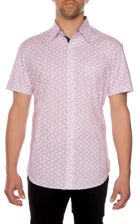 FLAMINGO PRINT COMFORT STRETCH SHORT SLEEVE SHIRT