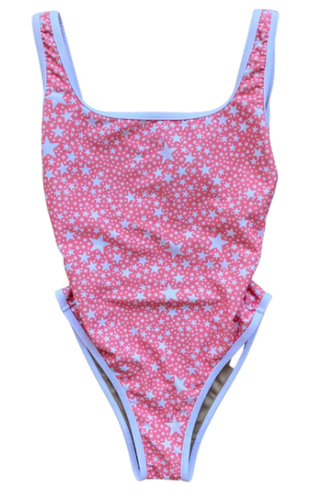 Ocean Isle One Piece- Neon Wave Print- Sherbet