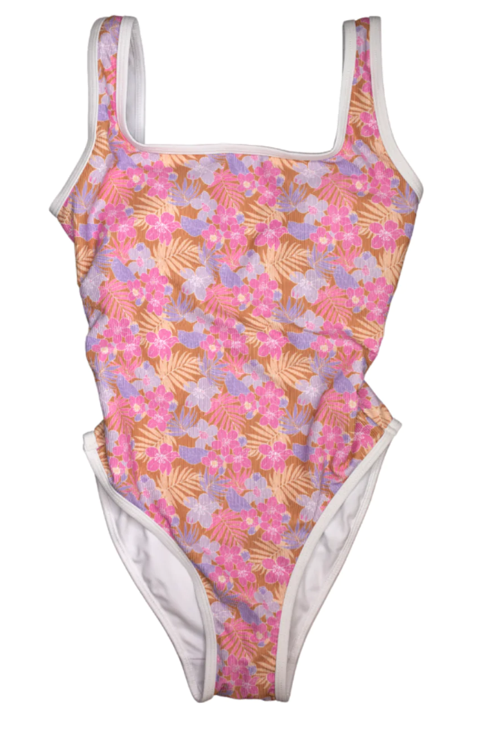 Ocean Isle One Piece- Neon Wave Print- Sherbet
