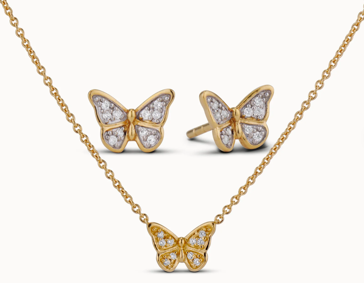 Butterfly Pavé Gift Set - Clear (Gold)