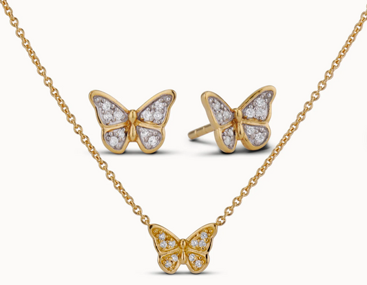 Butterfly Pavé Gift Set - Clear (Gold)