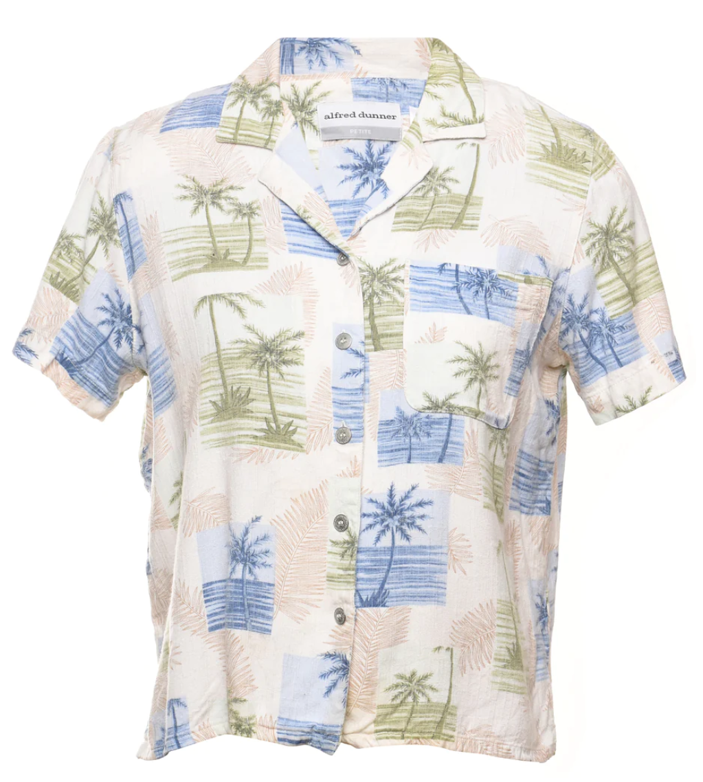 TROPICAL PRINT HAWAIIAN SHIRT - L