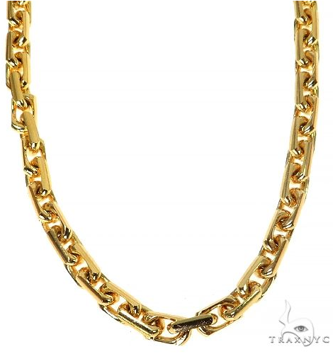 14K Yellow Gold Thin Diamond Cut Solid Anchor Cable Link n 24 Inches 4mm 68322