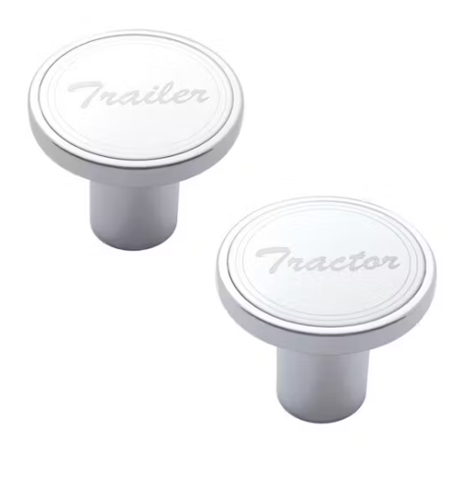 Chrome Deluxe Tractor Trailer Air Brake Knob - Stainless Steel Plaque