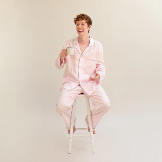 Men's Blush Pink Linen Pajama Set