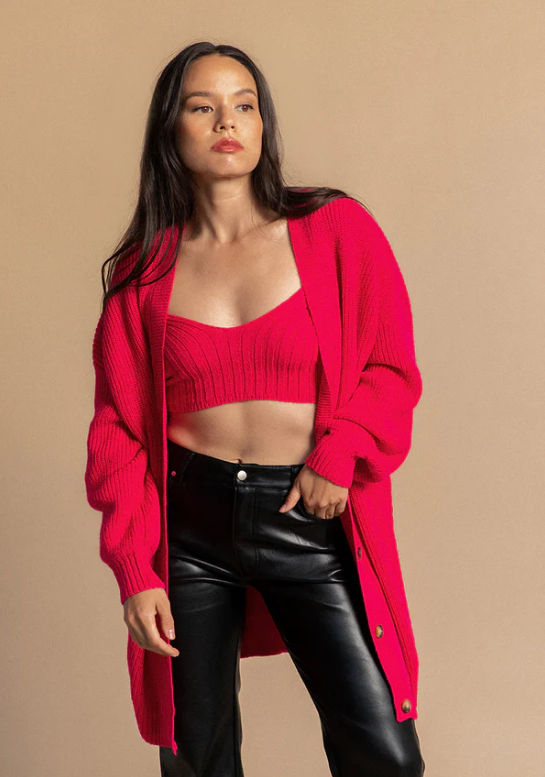 KNIT CARDI AND BRAMI SET