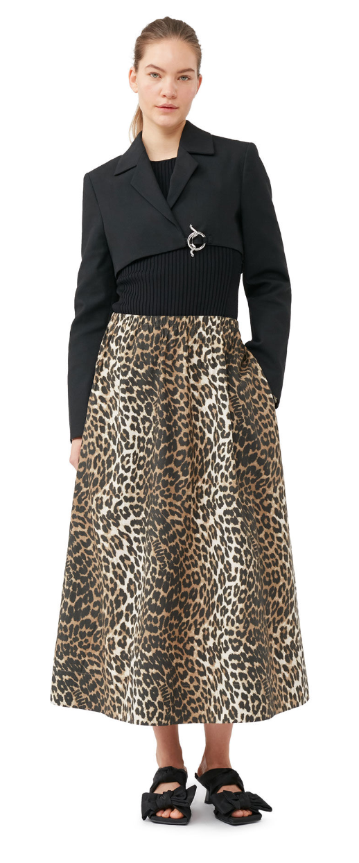 LEOPARD PRINTED ELASTICATED MAXI SKIRT