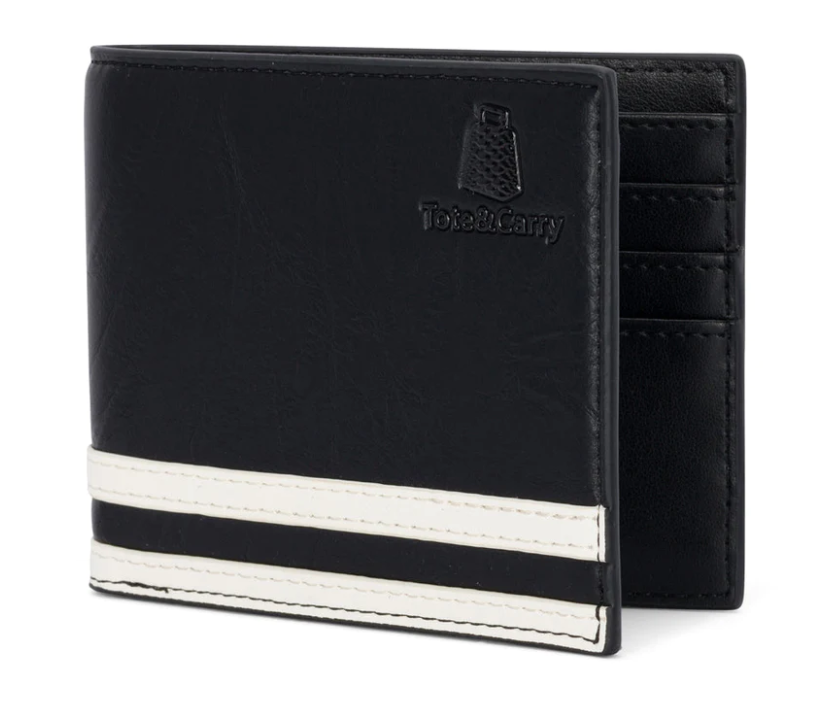 BLACK & WHITE LEATHER GRAIN WALLET