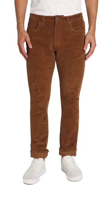 Khaki Straight Fit Stretch Corduroy Pant