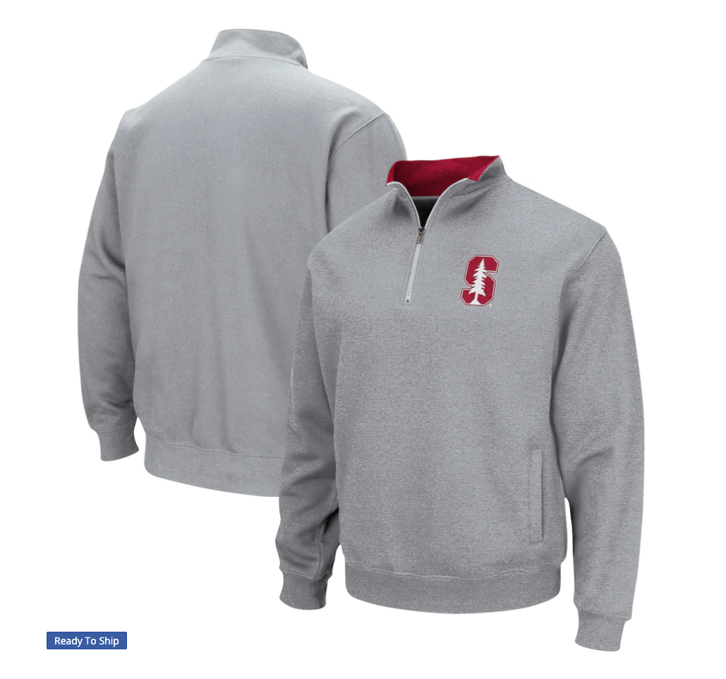 Men's Colosseum Heathered Gray Stanford Cardinal Tortugas Team Logo Quarter-Zip Jacket