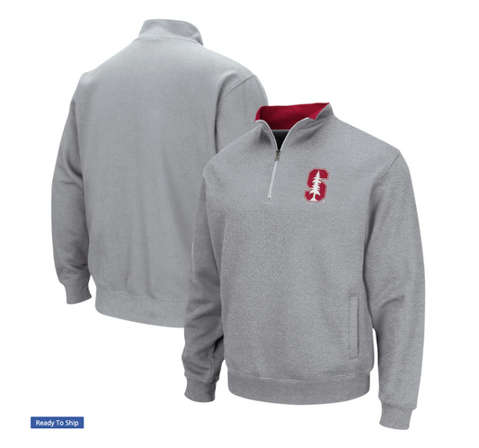 Men's Colosseum Heathered Gray Stanford Cardinal Tortugas Team Logo Quarter-Zip Jacket