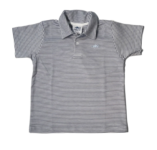 ADULT PIMA POLO NAVY/WHITE STRIPES