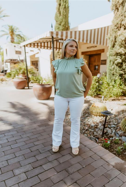 Kate Flutter Sleeve Blouse Mint