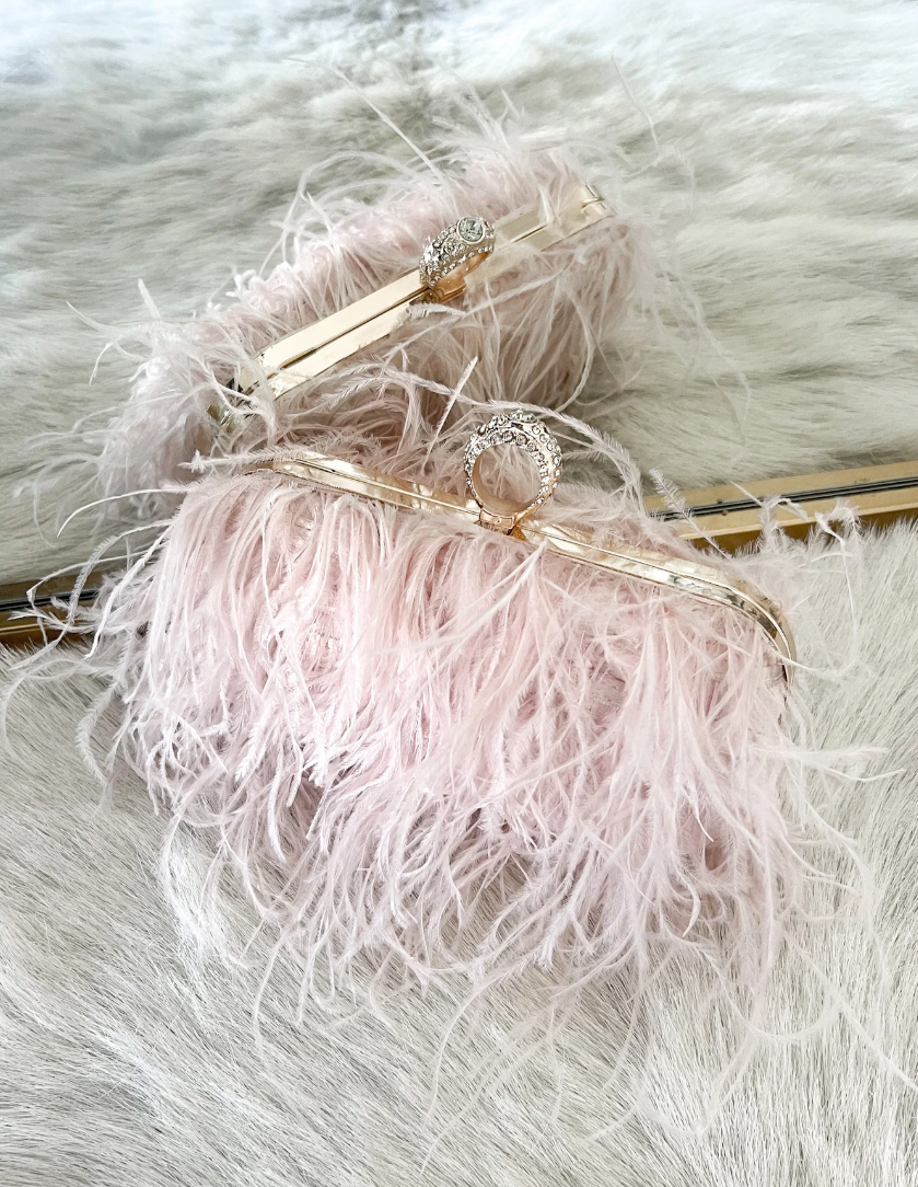 Paris Faux Feather Clutch