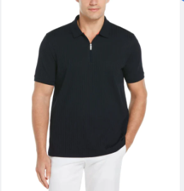 QUARTER ZIP RIBBED POLO