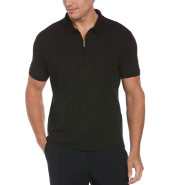 QUARTER ZIP RIBBED POLO