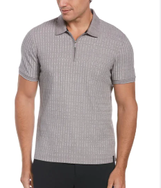 QUARTER ZIP RIBBED POLO