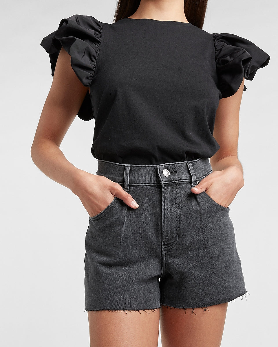 Taffeta Sleeve Crew Neck Tee