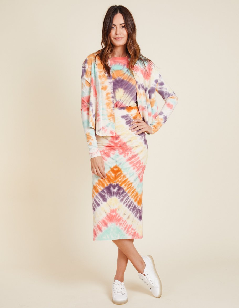 Agnes Drape Cardigan Multi Tie Dye