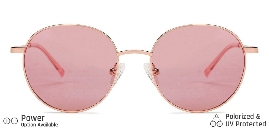 Gold Round Full Rim Unisex Sunglasses by Vincent Chase Polarized-138395