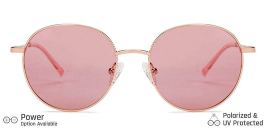 Gold Round Full Rim Unisex Sunglasses by Vincent Chase Polarized-138395
