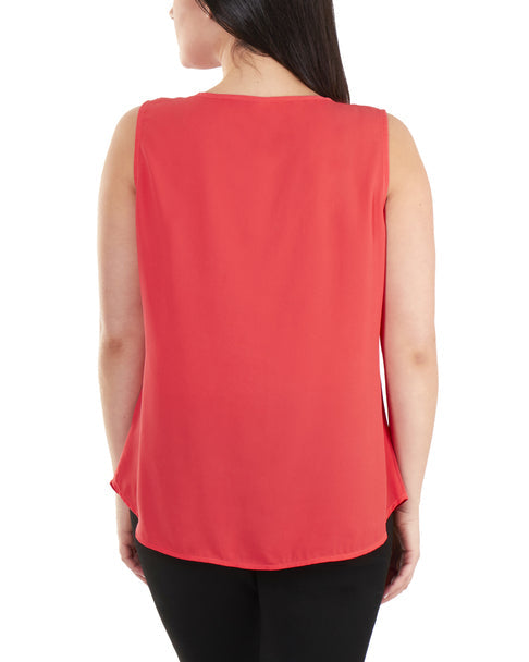 Sleeveless Keyhole Tank with Hardware Trim