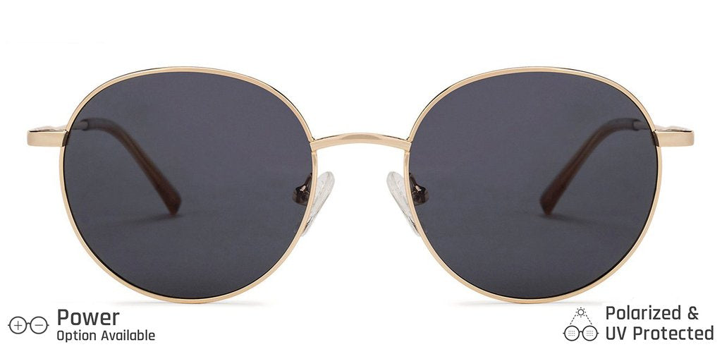 Gold Round Full Rim Unisex Sunglasses by Vincent Chase Polarized-138395