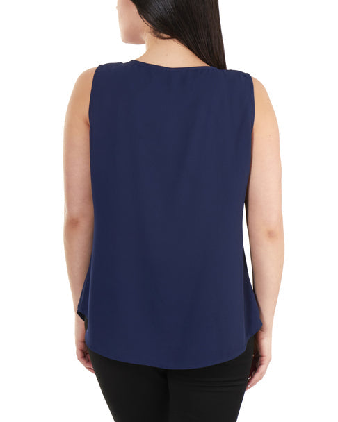 Sleeveless Keyhole Tank with Hardware Trim