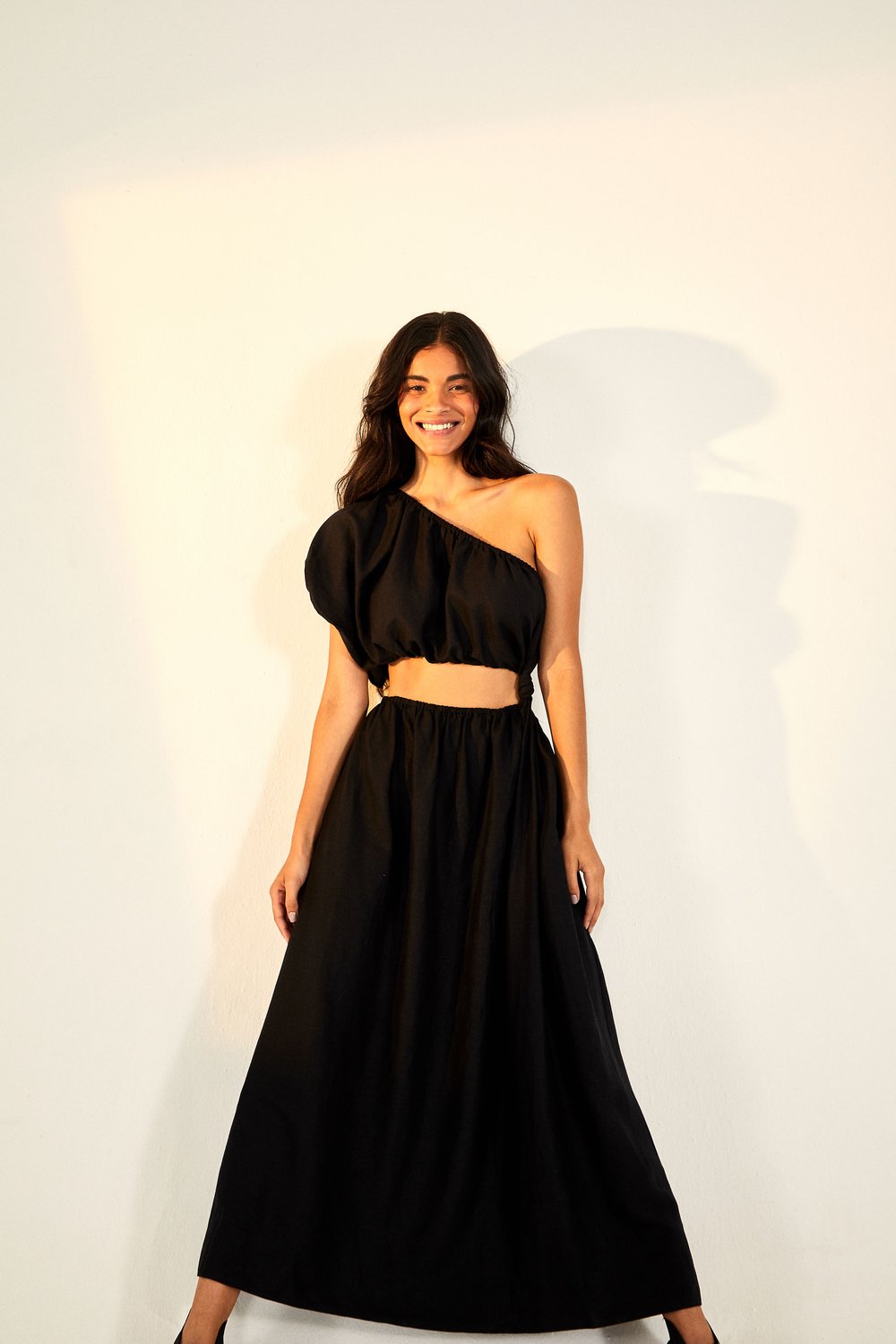 Farm Rio - One Shoulder Black Dress